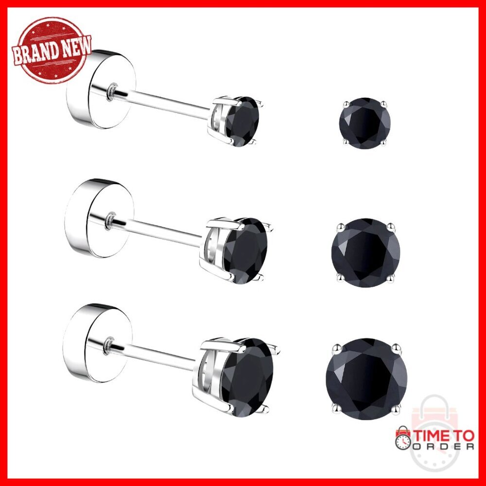 Moissanite Stud Earrings Set Hypoallergenic Screw Back Minimal Elegant